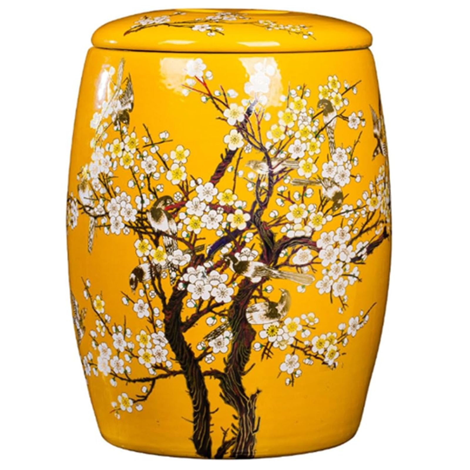 Ixtregzjkm D Kitchen Ceramic Rice Container, Chinese Ceramic Rice Jar, Classic Retro Househol Porcelain Foo Storage Jar With Li, Ceramic Airtight Container, Grain Ispenser, Suitable For Rice, Soybeans, 15Kg
