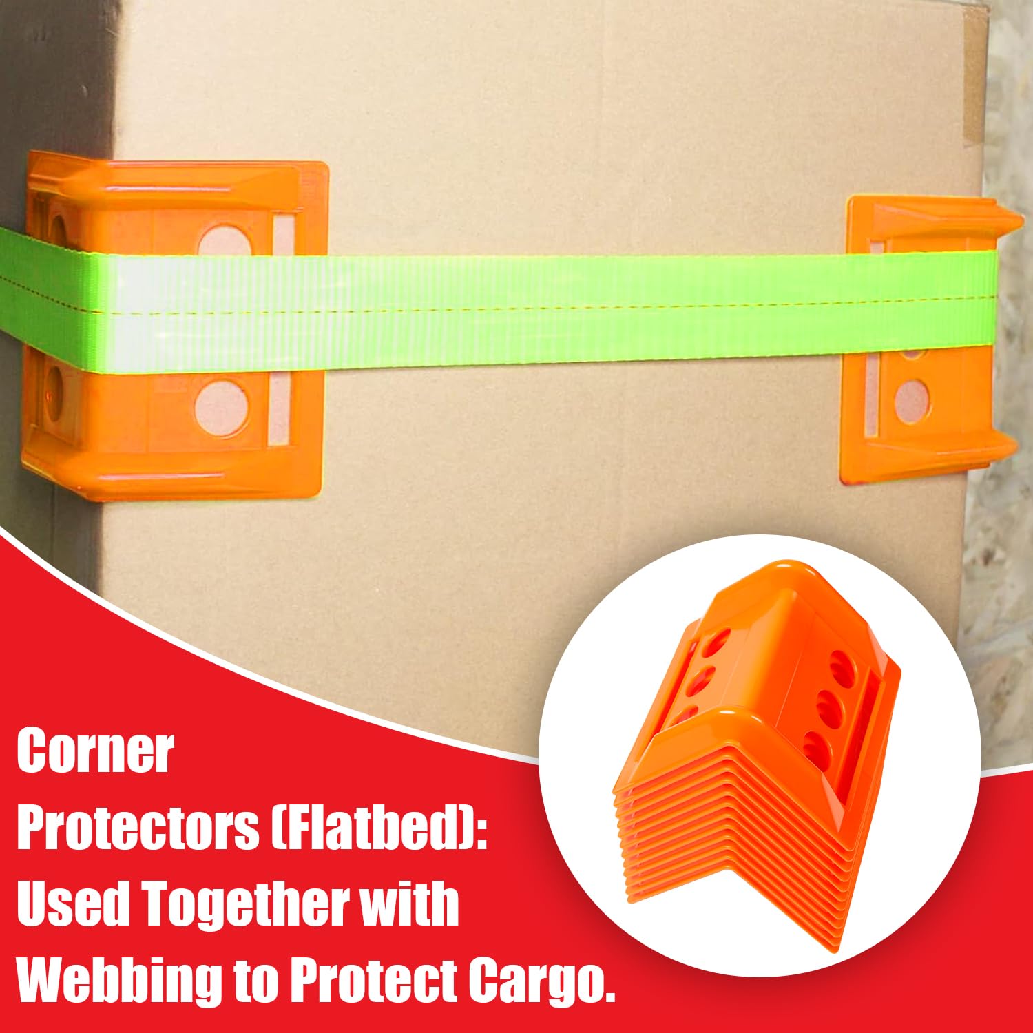 Confezione da 24 protezioni per bordi piatti da 10,2 cm, protezioni angolari in plastica resistente per carichi di rimorchi a pianale, compatibili con cinghie a cricchetto e verricelli da 10 cm