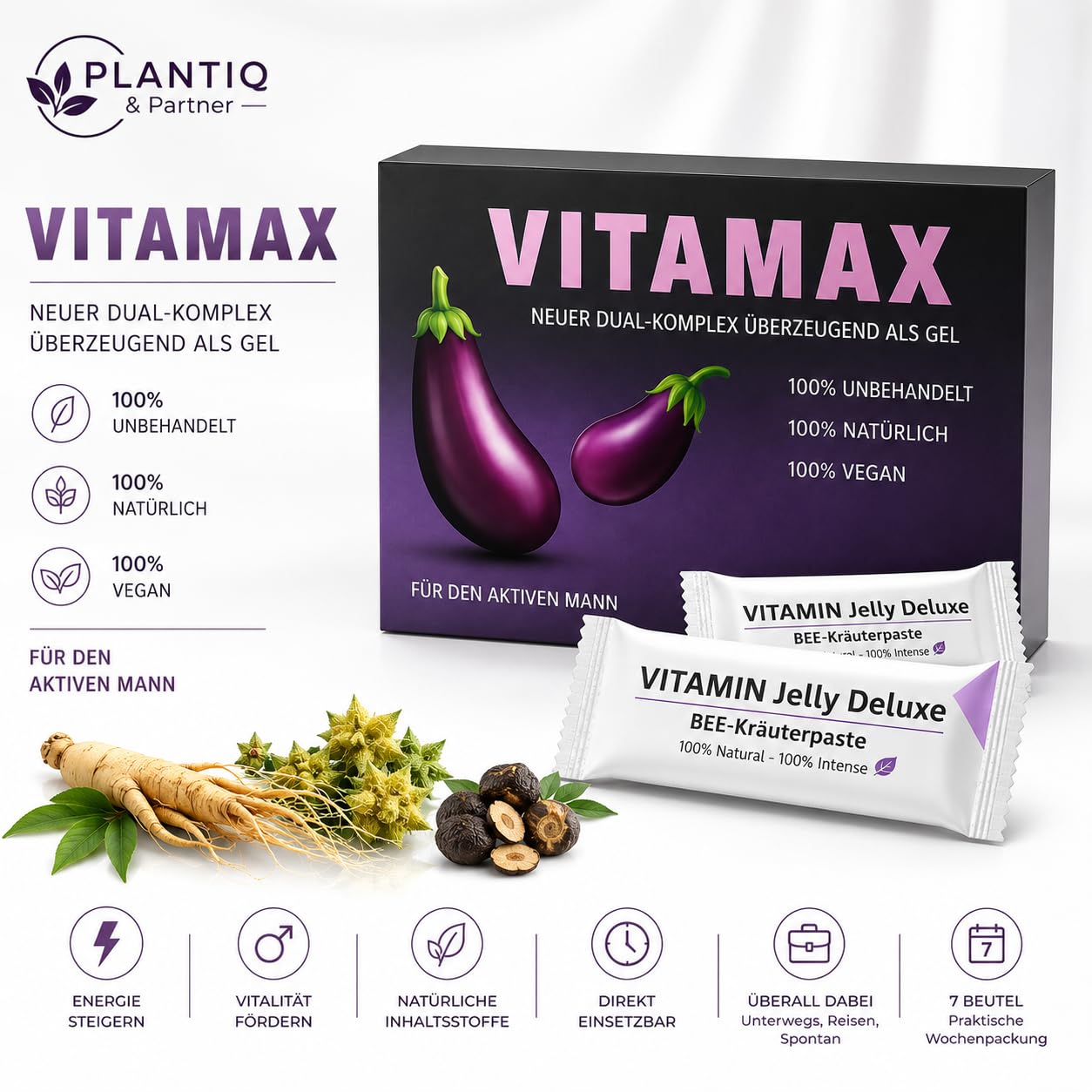 VITAMAX für Männer - Premium Kräuterkomplex | Hochwertige Premium Rezeptur | Für aktive Männer | Praktische Portionsbeutel | Made in Germany | Qualitätsgeprüft