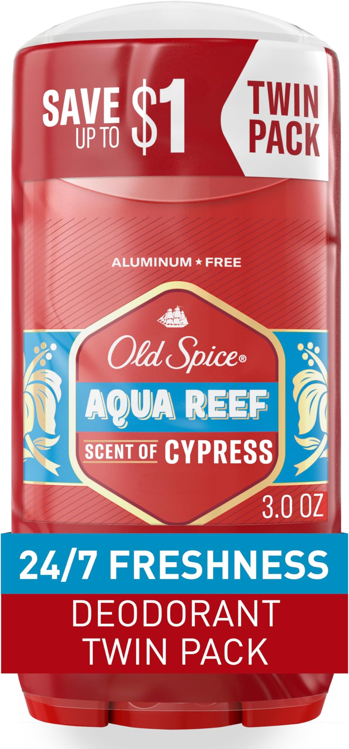 Old Spice Red Zone Deodorant, Aqua Reef, 2 Count by Old Spice