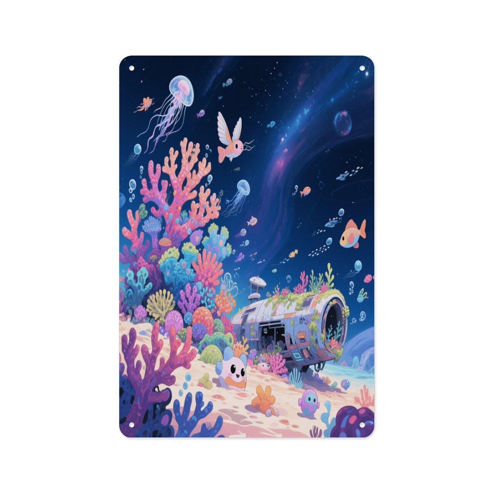 Fekiloot Style Interstellar Coral Reef Wall Decor Metal Signs Tin Signs Poster