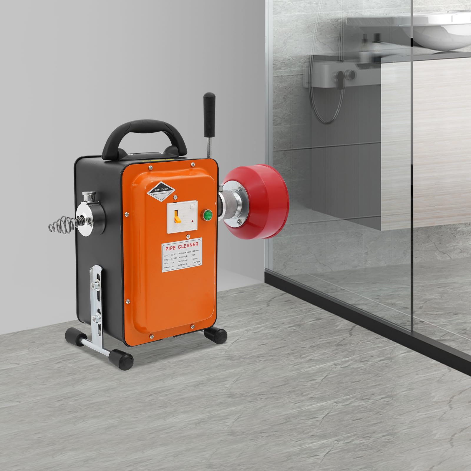 Elektryczna maszyna do czyszczenia rur 750 W, spirala do