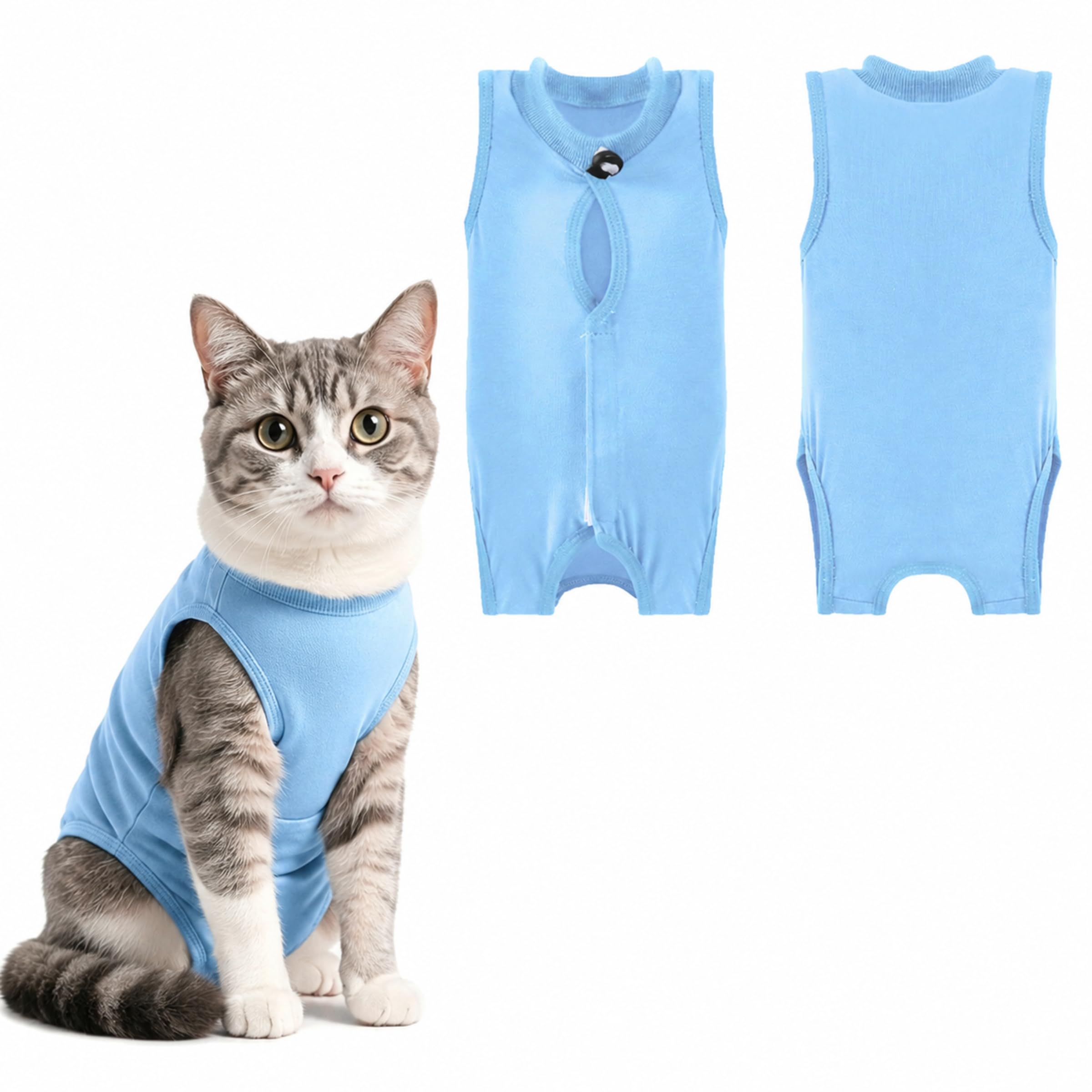 Cat Post Surgery Suit, Surgical Recovery Onesie for Cats Kittens, Comfortable Cat Vest After Surgery Female for Surgical Recovery & Wound Protection (Blue, M)