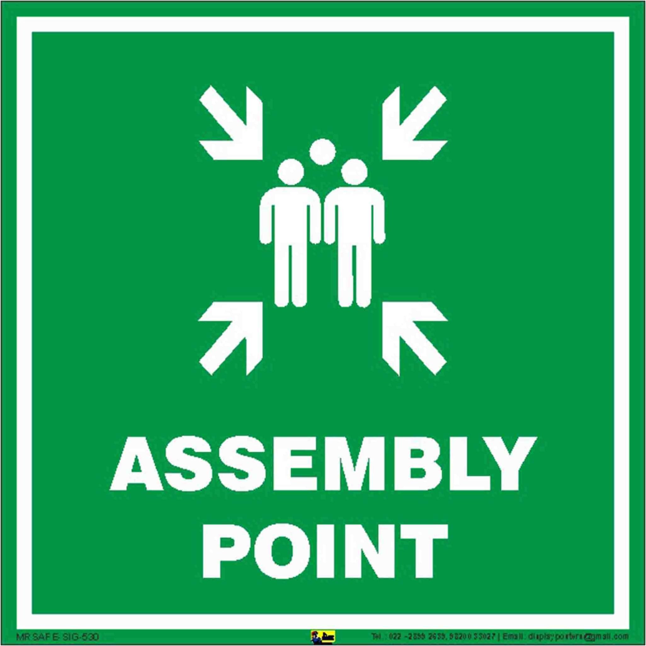 Assembly Point Sign PVC Sticker (8 Inch X 8 Inch)
