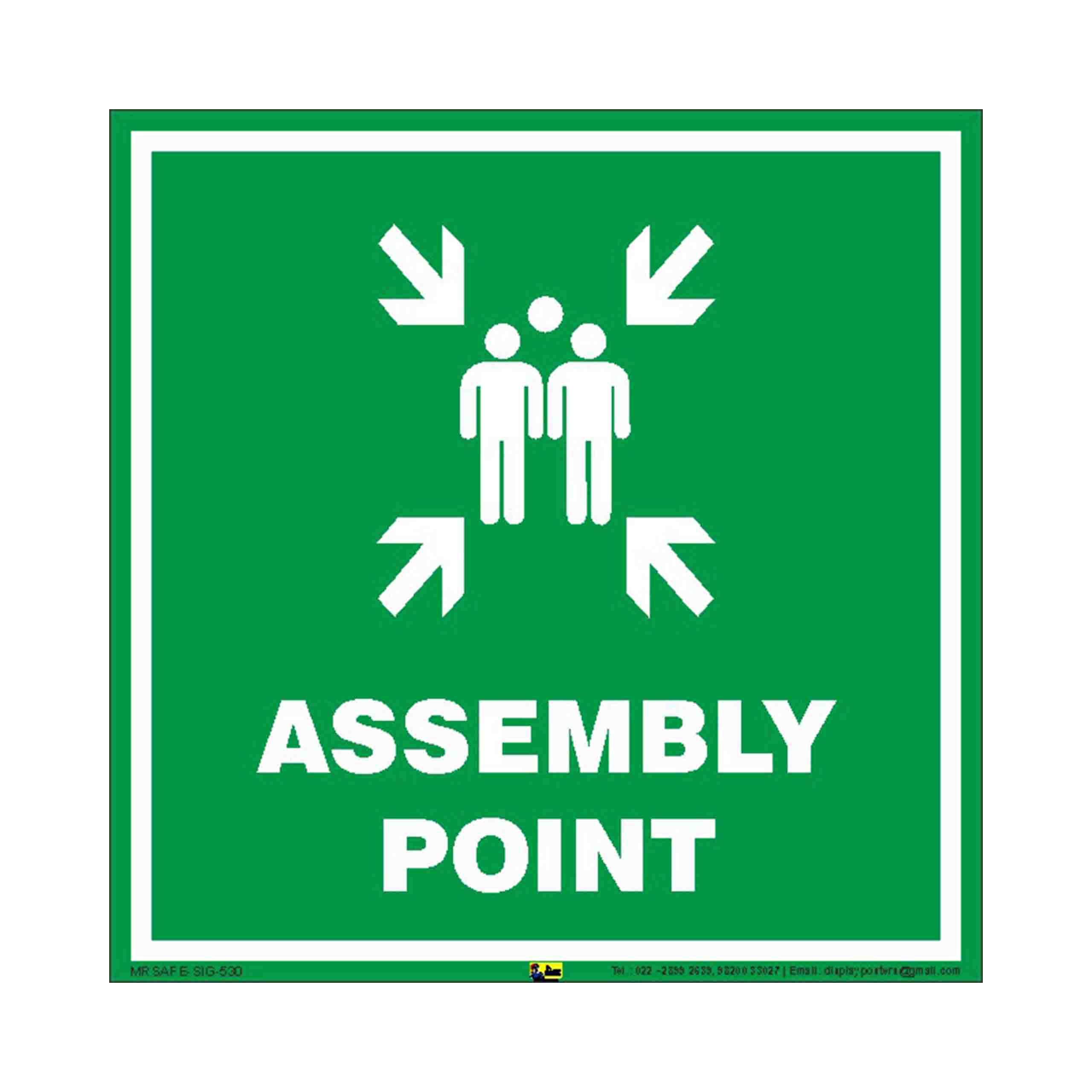 Assembly Point Sign PVC Sticker (8 Inch X 8 Inch)