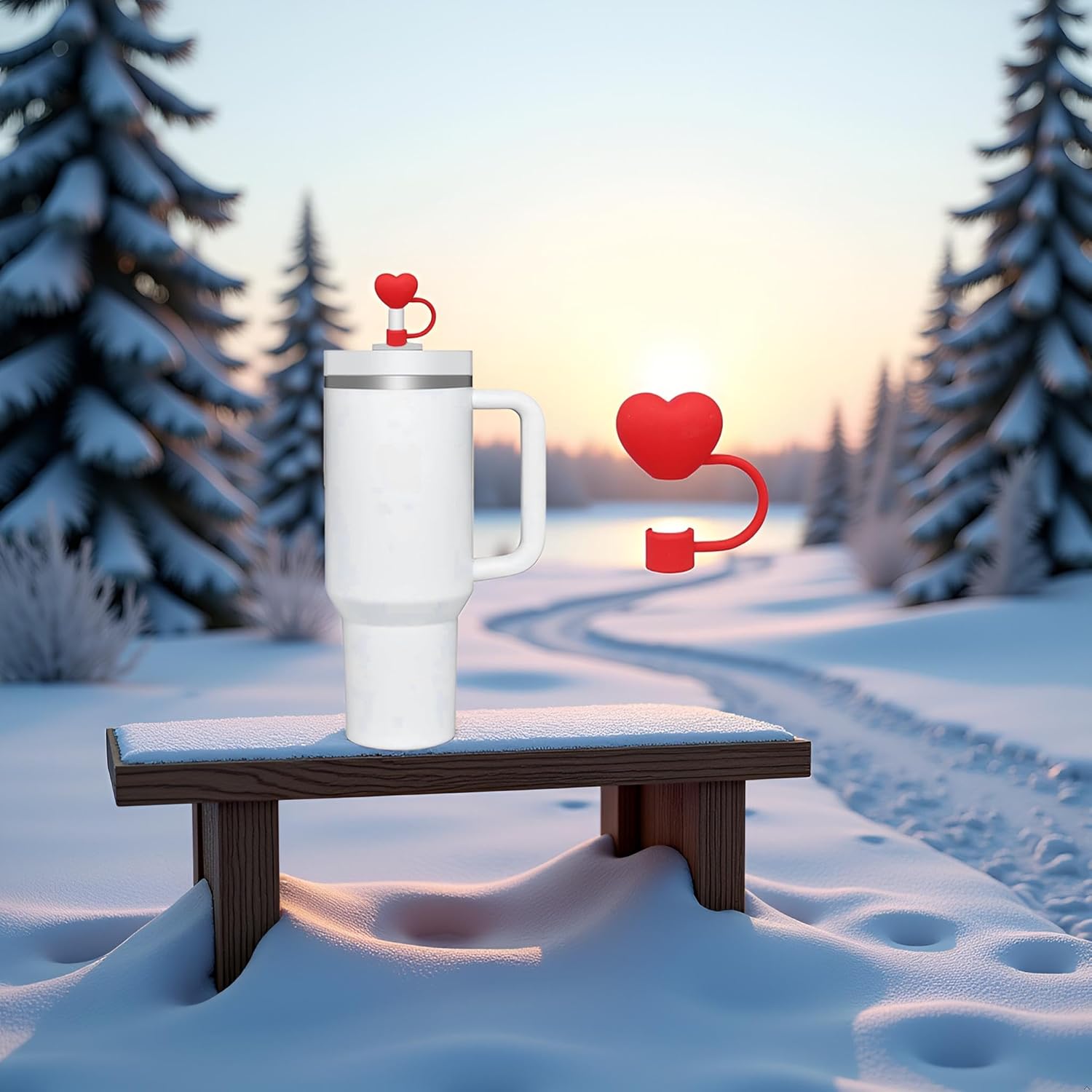 Red Heart Straw Cover for Stanley 40&30 Oz Cup, 10mm Silicone Covers Cap for Stanley Cup Accessories, Cute Topper for Tumblers, Straw Cap Stopper for Reusable Straws Tip Lids (JLY111) - Image 5