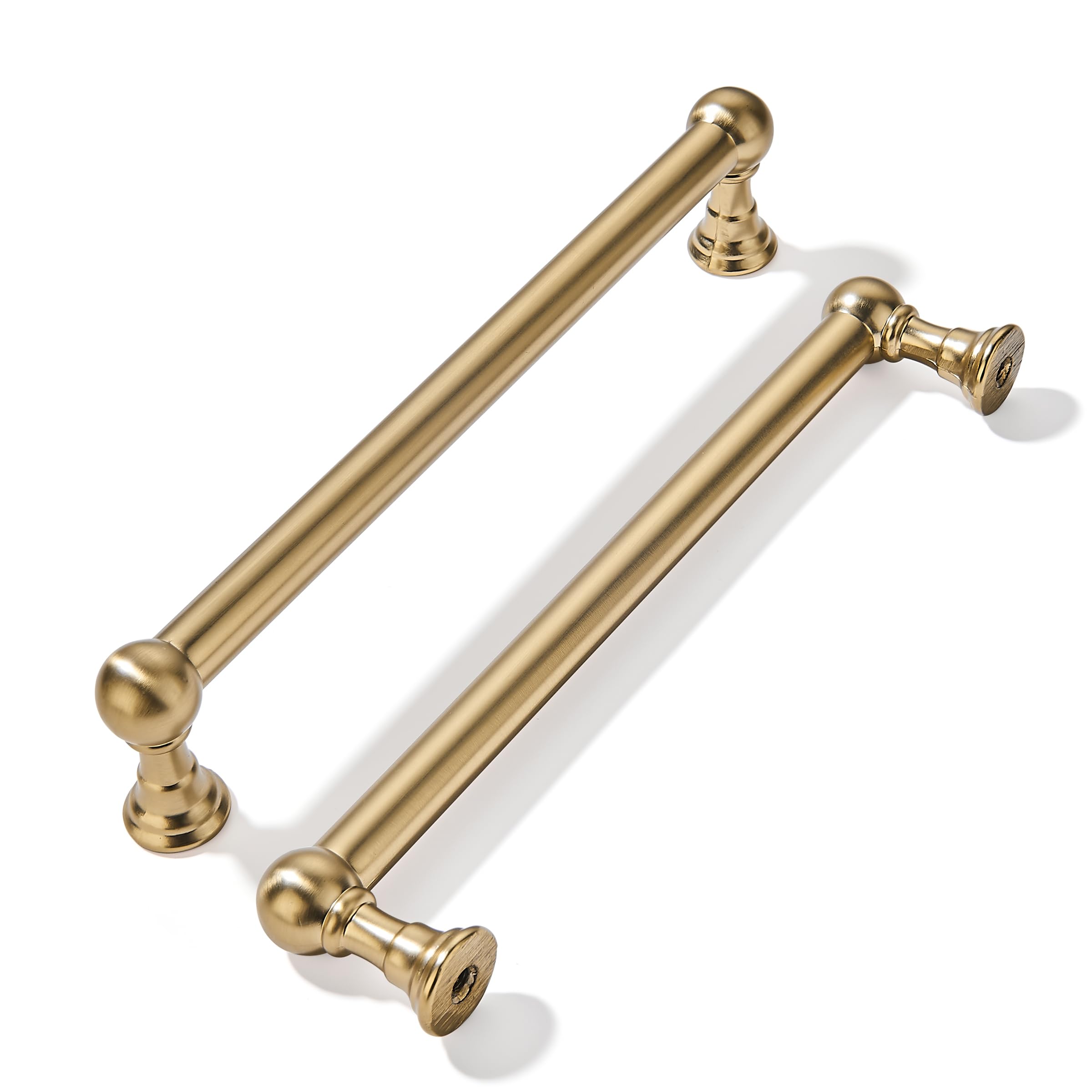 khtumeware 2 Pack 6 Inch Hole Center Champagne Bronze Cabinet Pulls Heavy Duty Solid Satin Brass Cabinet Handles for cabinets Dressers Kitchens Handles Bathroom cabinets