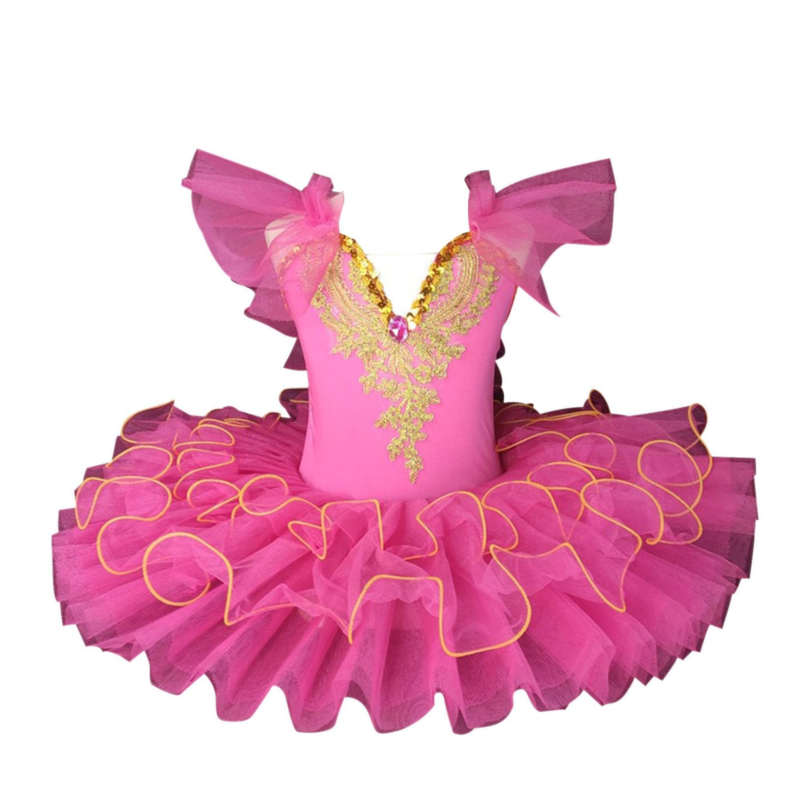 Girls Party Dresses, Ballerina Costume for Girls Glinda Costume Prom Tutu for Teenagers Short Sleeve Lace Sequined Embroidered Tulle Cami Dresses Swan Lake Costume Wedding Flower Girl Skirts