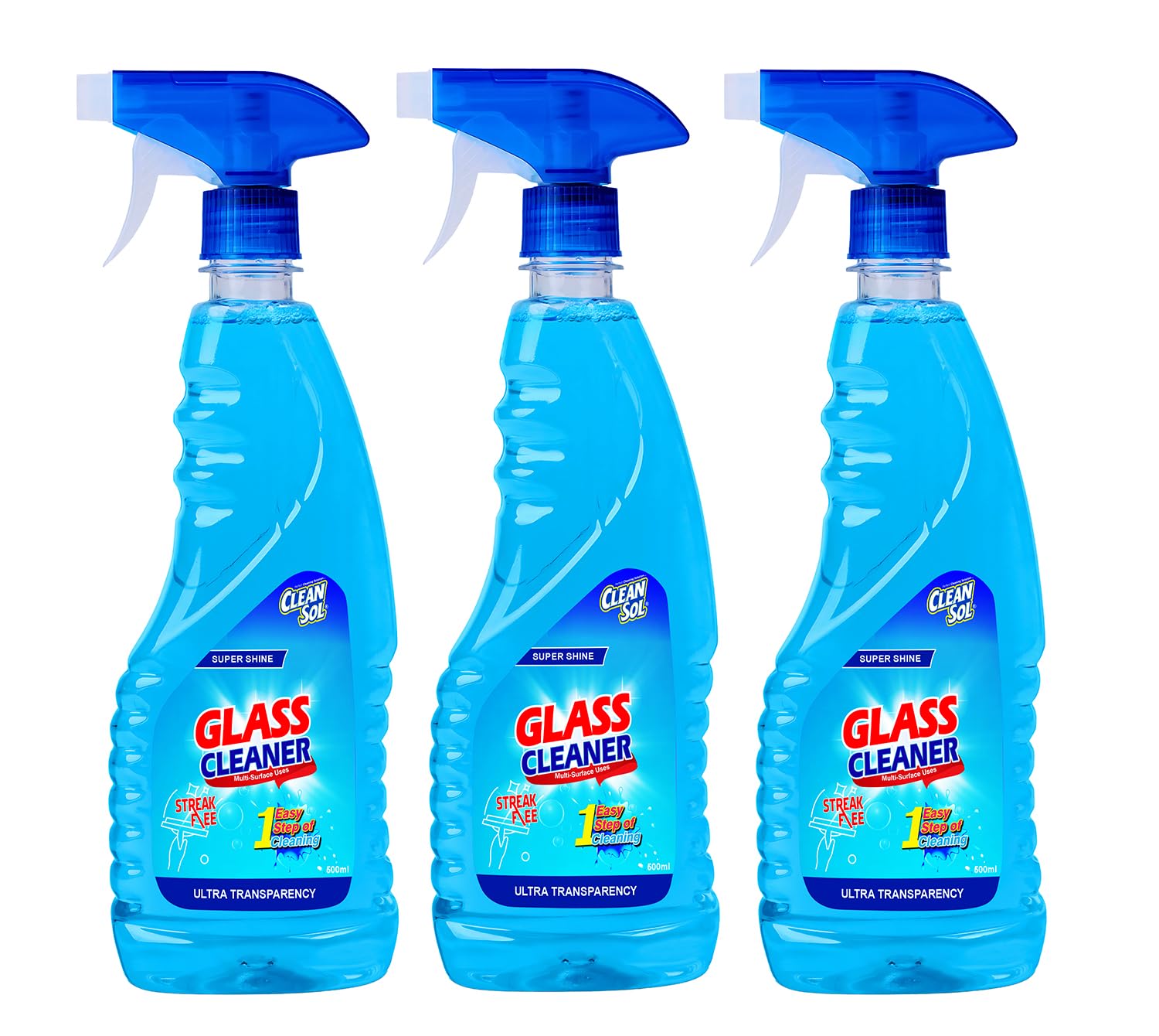 Glass Cleaner Liquid Spray - 500 ml (Pack of 3 × 500 ml) | Multi Surface Glass Cleaner (Pack of 3)