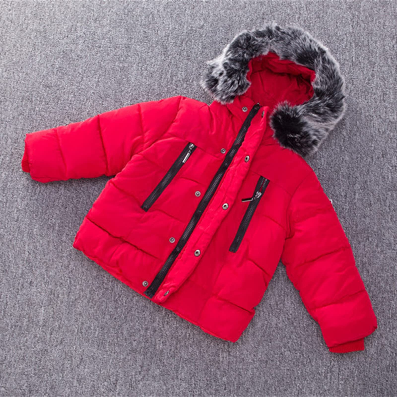Generisch Niños Niños Bebé Niños Abrigos de Invierno Espesar Cuello Polar Sudadera con Capucha Chaqueta de Plumas a Prueba de Viento Traje de Nieve Ropa Ropa Exterior Verano Niños
