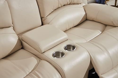 Miniatura 22 de Betsy Furniture Juego de sala de estar de cuero regenerado reclinable eléctrico (marrón, sofá biplaza)