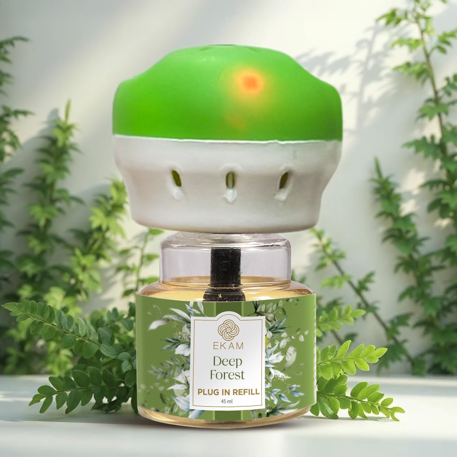 Plug-In Air Freshener Kit (Machine + 45ml Refill) | Deep Forest Scent | Long-Lasting Aroma for 125 Days / 500 Hours | Ideal for Rooms & Bathrooms