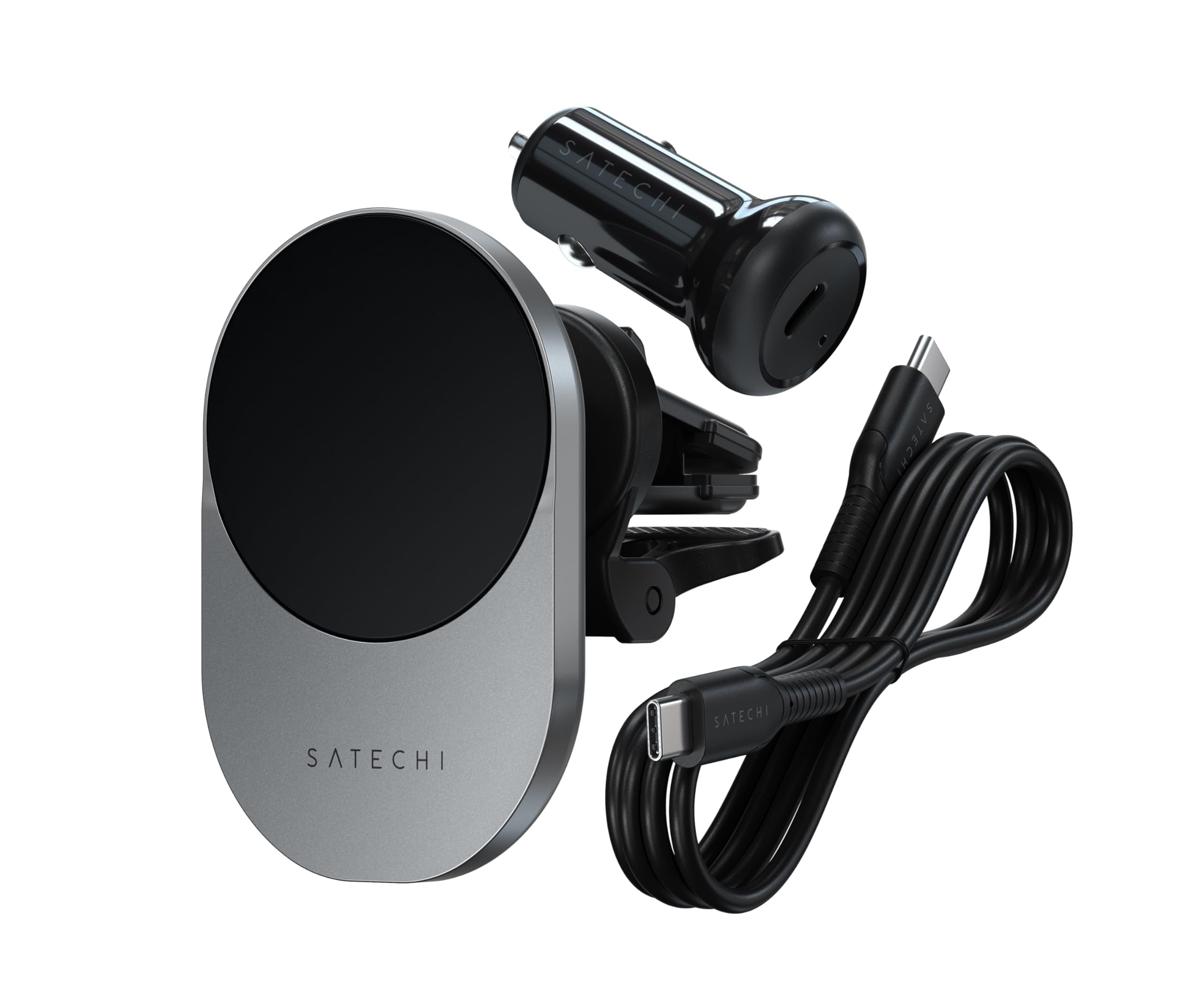 SATECHI Bezprzewodowa Ładowarka Samochodowa Qi2, Magnetyczny Uchwyt na Kratkę Wentylacyjną Do Smartfonów, Szybkie Ładowanie 15 W, Kompatybilna Ze Wszystkimi Modelami iPhone 17, 16, 15 I 12