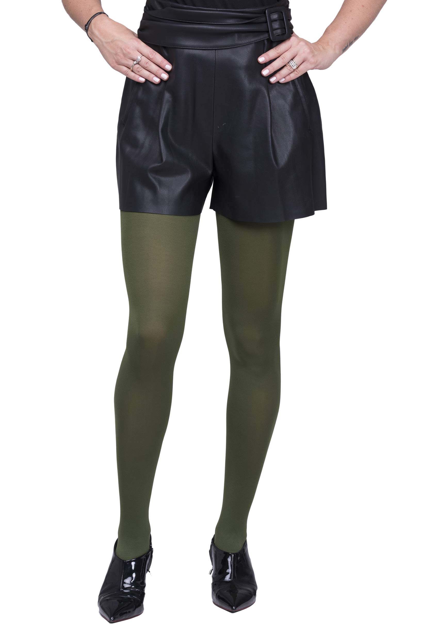 SENTELEGRI Opaque Tights, Choose From 18 Fashionable Colours, 100 Denier, Sizes S-XL (XLarge, Green)