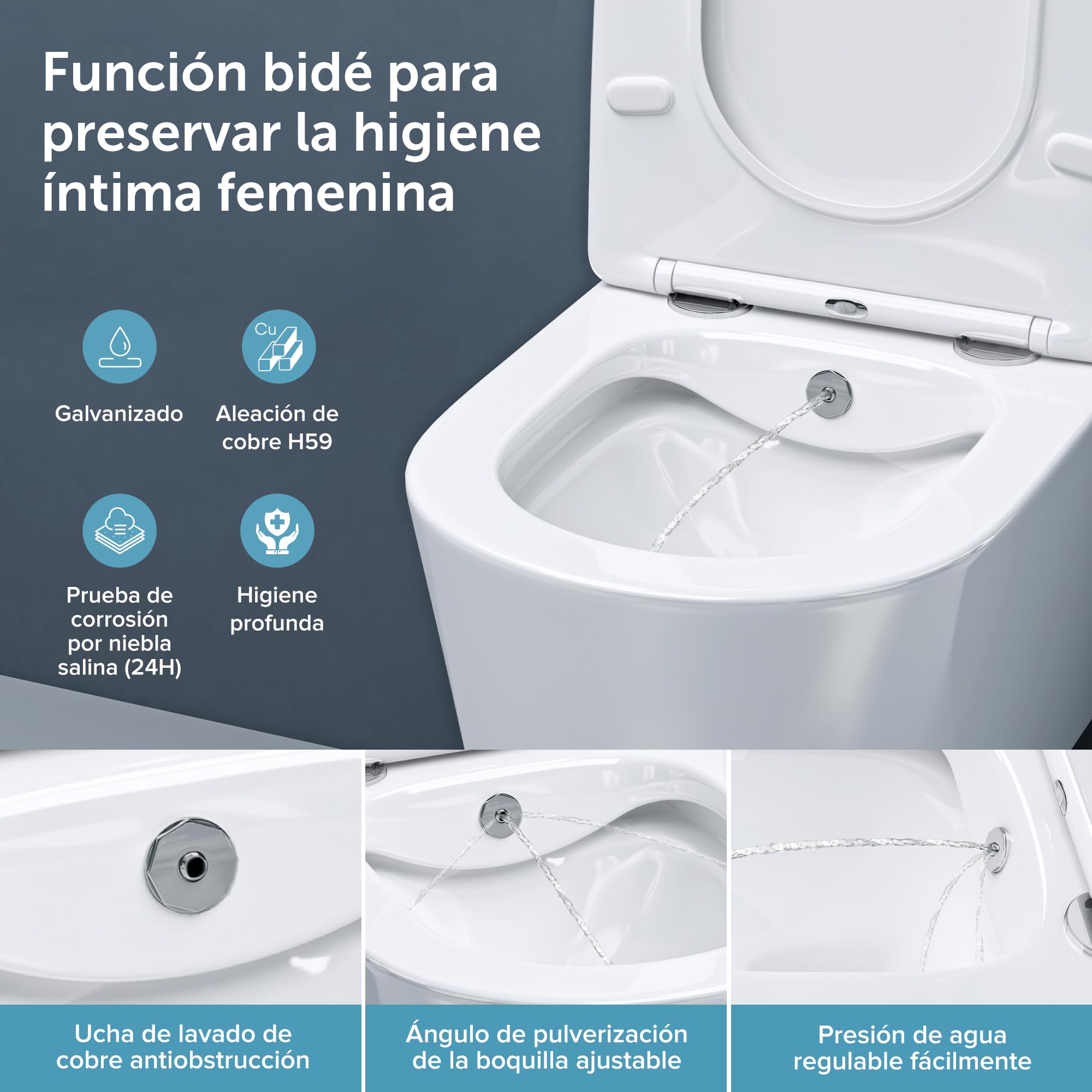 doporro Inodoro suspendido Aachen601 Bidet blanco con cierre suave Inodoro de Pared sin reborde de cerámica