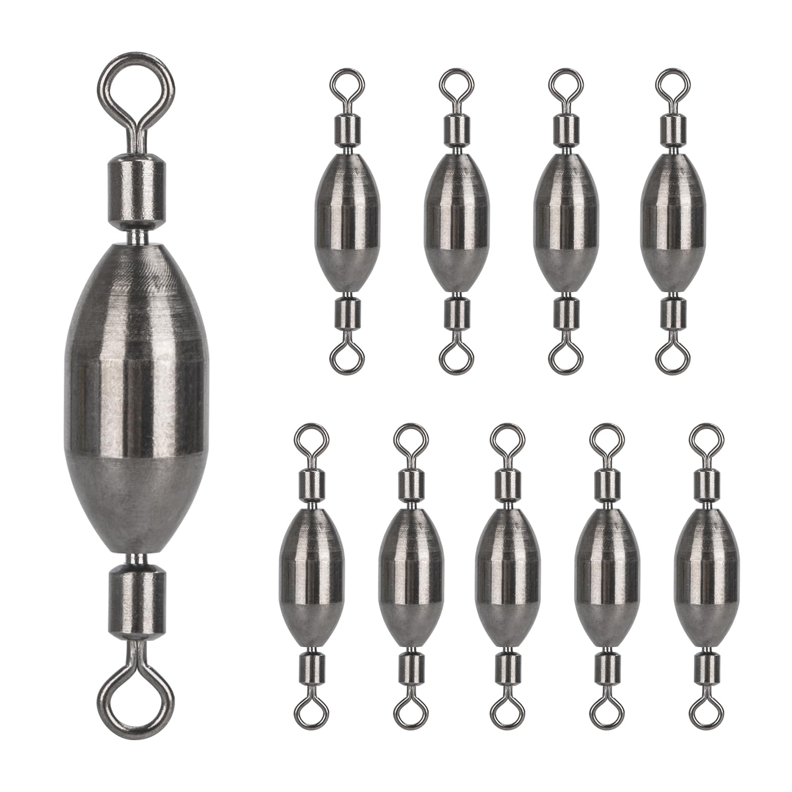 THKFISH Brass Fishing Sinker Swivel, 5 Size Trolling Weights Quick Set Up Lead Fishing Sinker with Swivel Rolling for Saltwater Freshwater,1/32-1/2 OZ