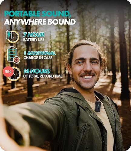 Miniatura 10 de Movo WMX-2-C Micrófono inalámbrico para Android con estuche de carga, micrófono Bluetooth para micrófono de solapa Android, micrófono de solapa