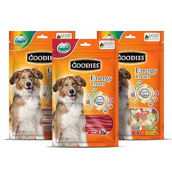Goodies Dog Energy Treats Combo - Energy Treats Lamb, Mix Stick, Cut Bone For Dog of All Life Stages 125g Sold By DogsNCats