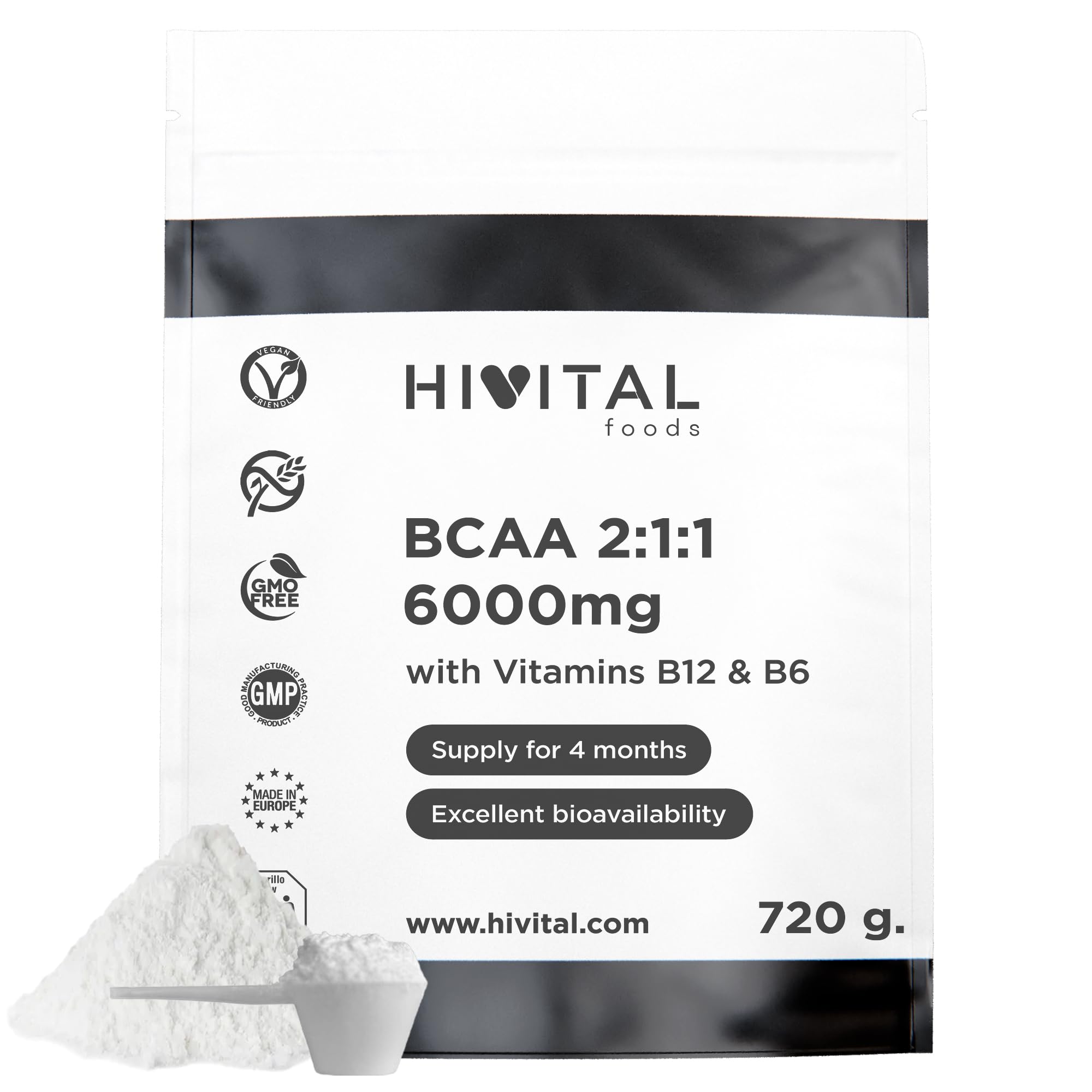 BCAA 2:1:1 6000 mg para 4 meses de tratamiento. 720 gramos