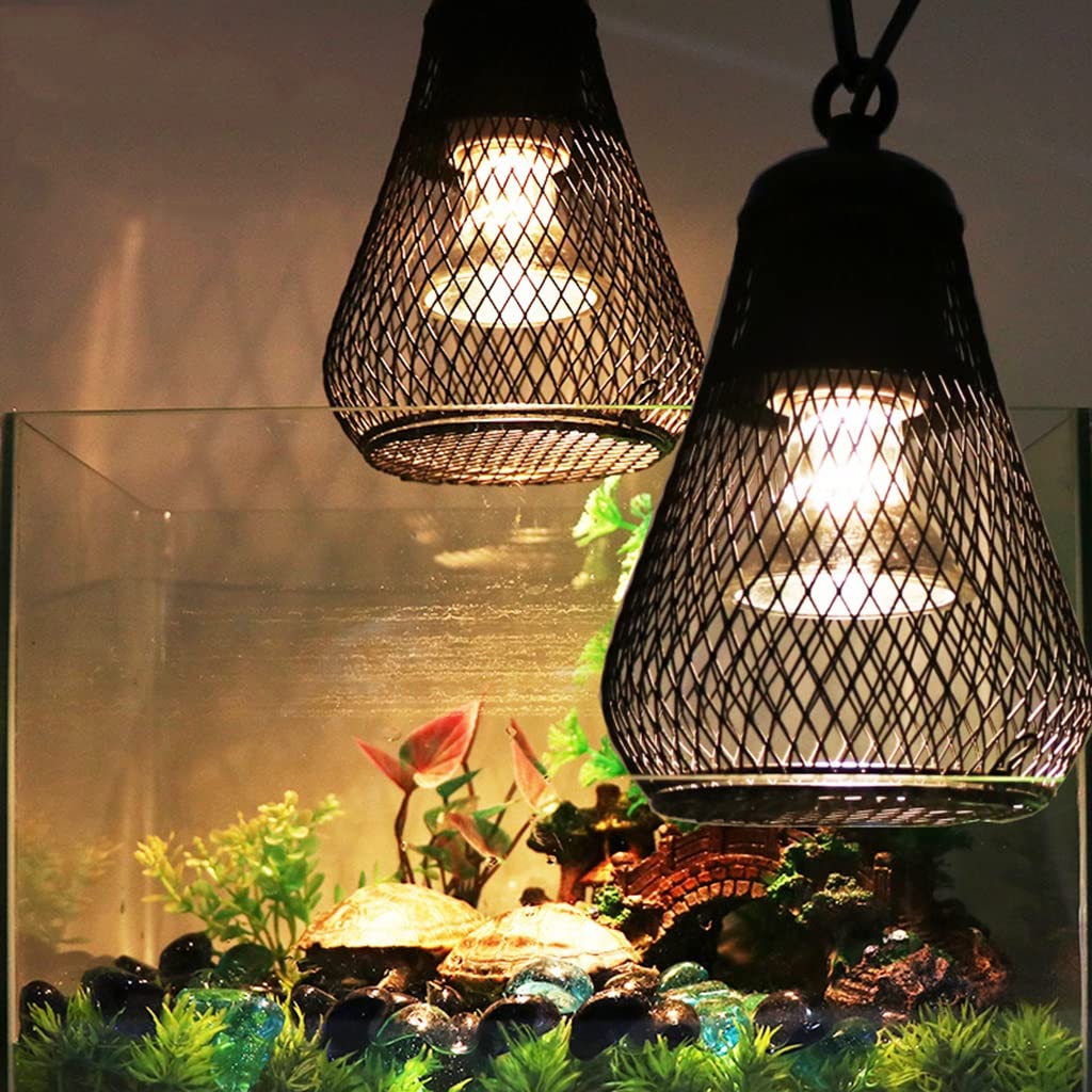 Luce Riscaldante per Tartarughe Rettili, Protezione del Riscaldatore UVA UVB, Copertura in Rete per Lampada Termica in Ceramica per Anfibio, Uccello, Design del Gancio (Color : 2pcs)