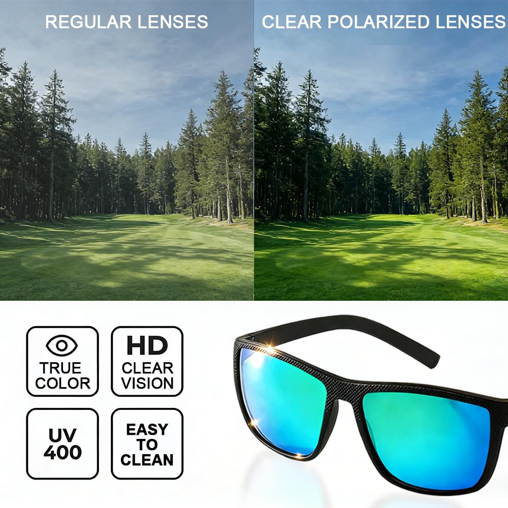 Professionelle Golf-Sonnenbrille mit polarisierten Gläsern UV400, leichte Sonnenbrille mit UV-Schutz für Golfer, Golf-Sonnenbrille für Männer und Frauen, Golfzubehör