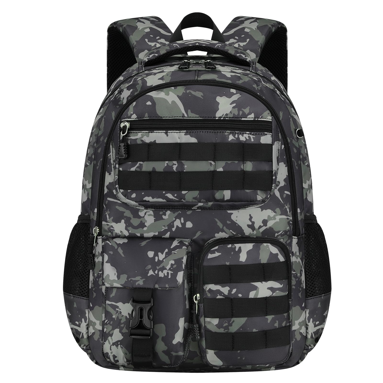 Amythe Mochila Escolar Niño Adolescente Camuflaje, Mochila para Niños con Tira Reflectante 8 a 15 Años, Mochilas Escolares Grande Impermeable e Ligera, Verde Intenso