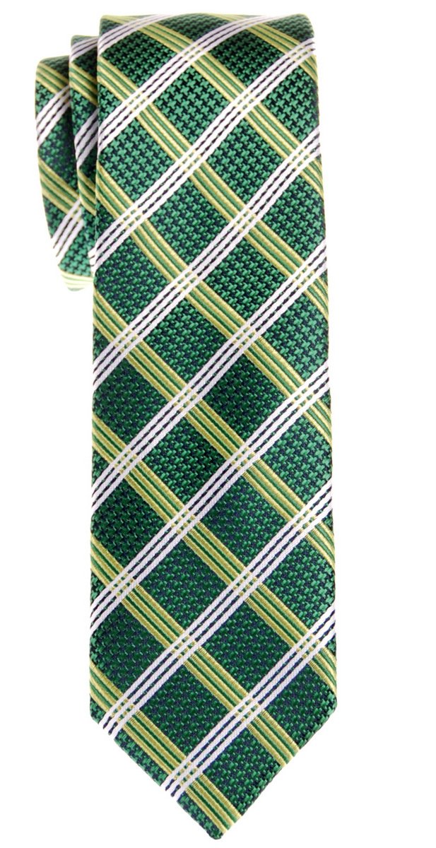 Retreez Plaid Check Woven Microfiber Skinny Tie - Turquoise | 2" Width, 58" Length | Casual & Formal Unisex Tie