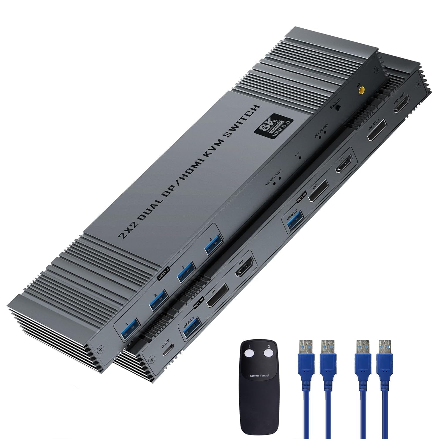 KVM Switch 2 Monitors 2 Computers,8K@60Hz 4K@120Hz Displayport USB 3.0 Dual Monitor DP KVM Switch for 2 PCs Share 2 Monitors and 4 Port USB 3.0 Share Keyboard Mouse/Support Extended/Copy-image-36