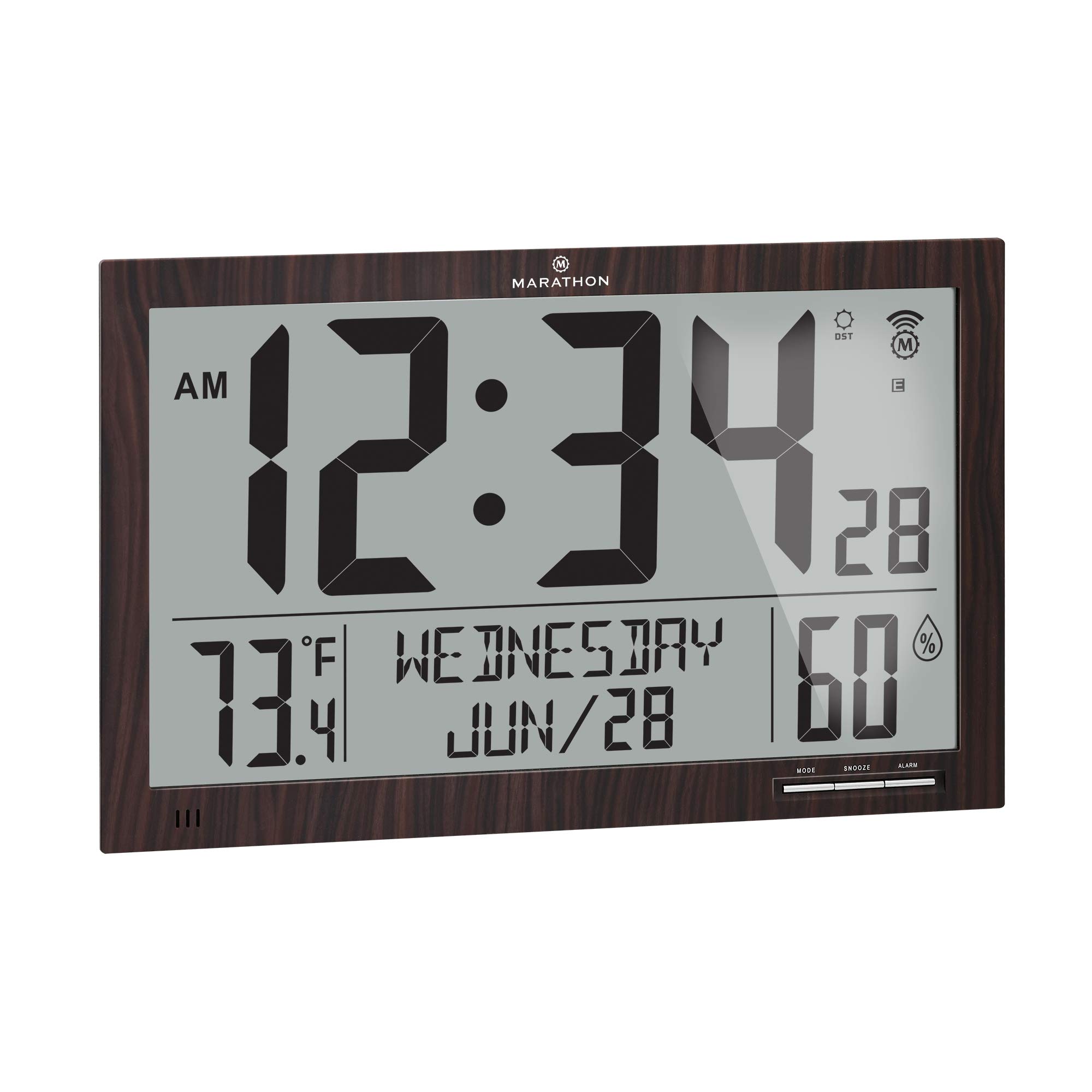 Buy Marathon Slim Jumbo Atomic Wall Clock, Wood Finish Large 15Inch