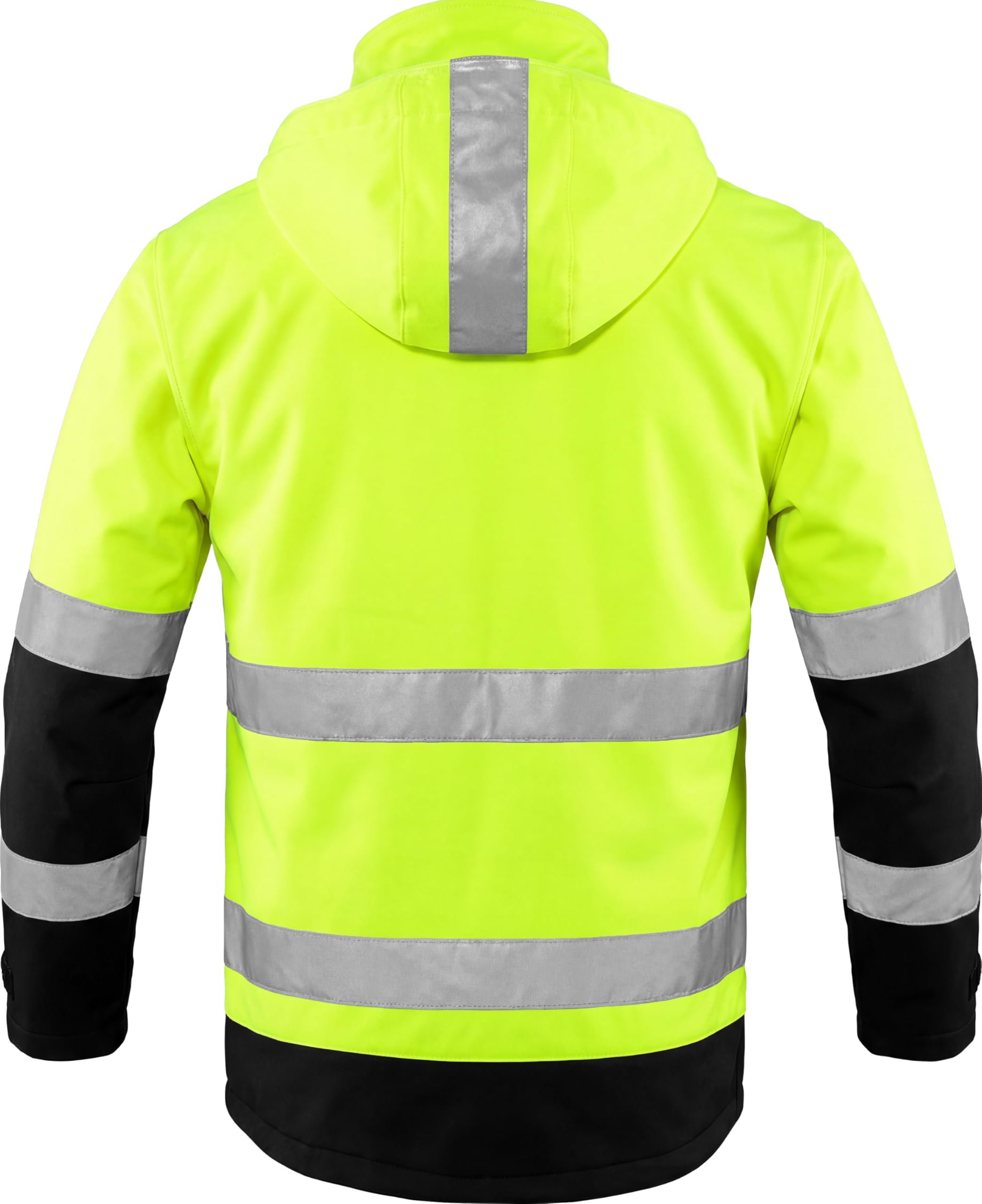 ACE Neon Veste de sécurité - Veste de sécurité softshell robuste avec réflecteurs et capuche amovible - EN ISO 20471 - Jaune - XL