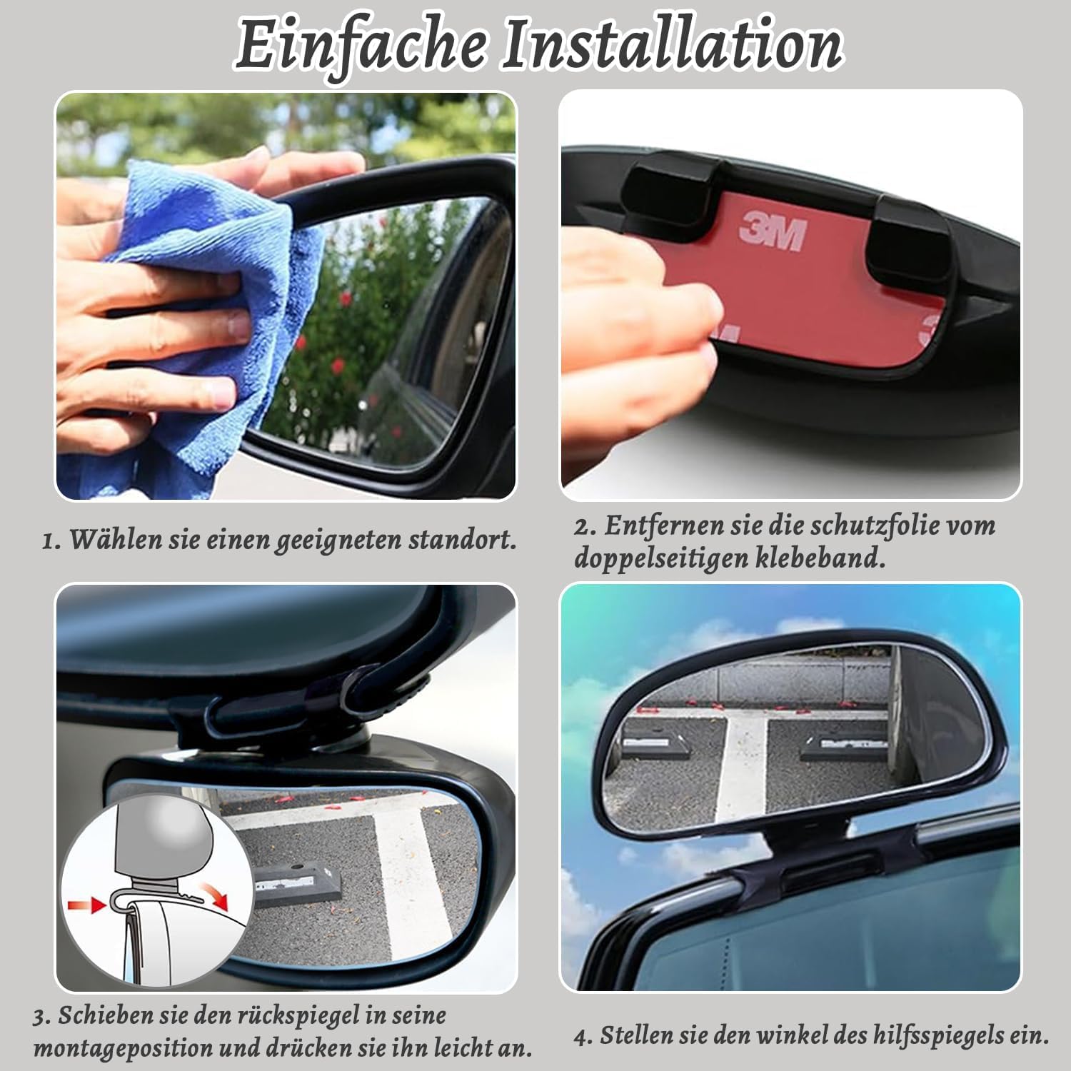 2 Stück Toter-Winkel-Spiegel für Autos, 360 Grad Außenspiegel, HD Einstellbar Konvex, Universal Trainer Rückspiegel, Toter-Winkel-Spiegel für Alle Arten Von Fahrzeugen