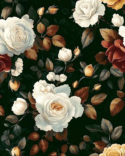 Miniatura 15 de Papel tapiz para despegar y pegar, papel tapiz de color negro floral para despegar y pegar, papel de pared extraíble, papel de pared floral oscuro