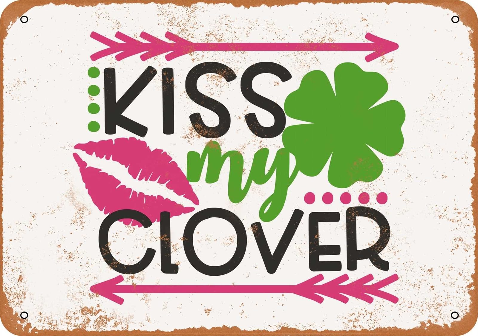 Miaomansenstore Metal Sign - Kiss My Clover - Vintage Look Home Decor