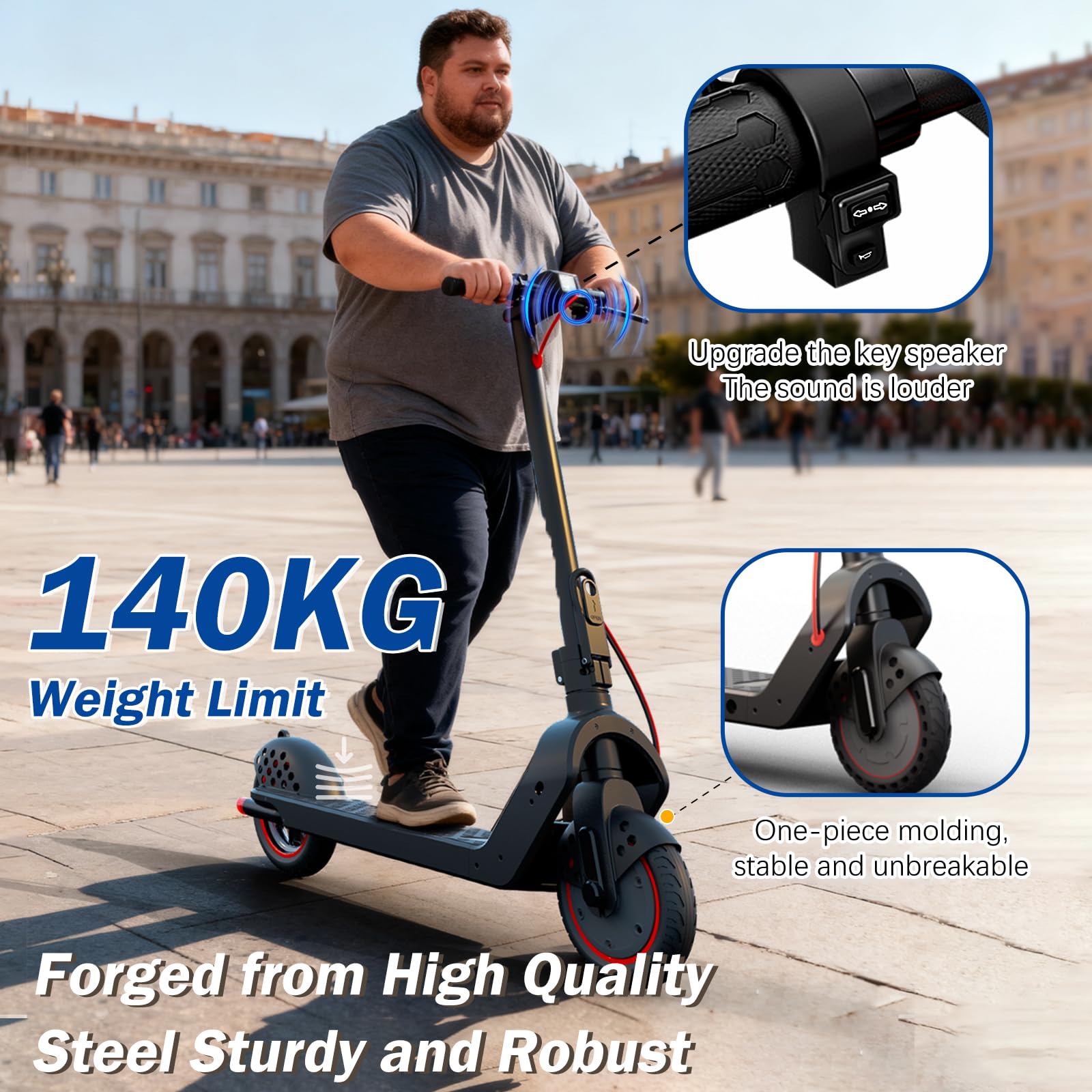 Monopattino Elettrico Adulto, Scooter Elettrico 500W, 35km Autonomia, Massima 25 km/h, Carico 150kg, 8.5" e 36V / 7.8 Ah, Doppio Freno, Controllo Tramite App, Pieghevole per Adulti e Adolescenti