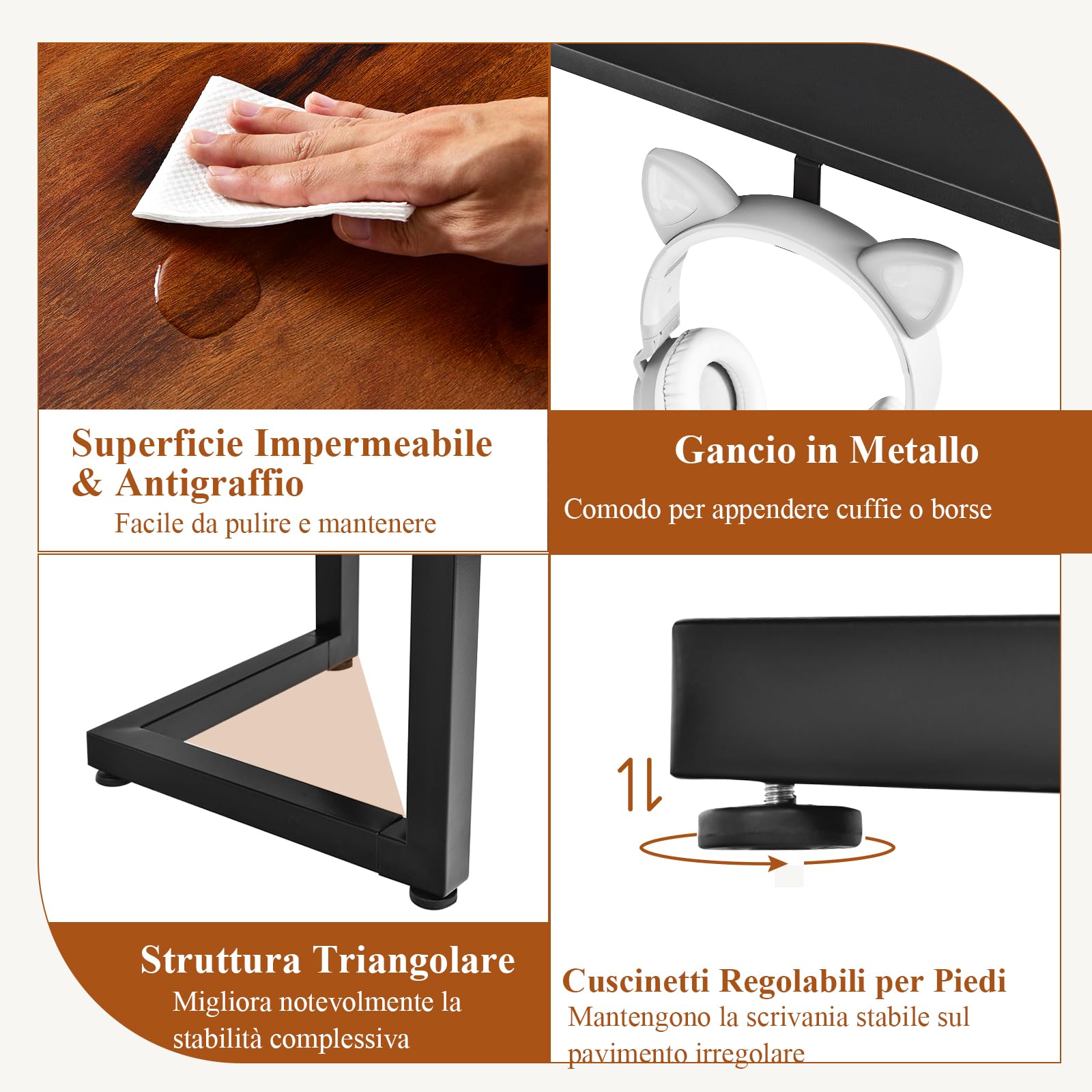 GYMAX Tavolo da Conferenza di 160 cm, Tavolo da Ufficio Industriale con Gancio, Struttura Metallica, Scrivania per Computer per Casa, Ufficio, Sala Conferenze, 160 x 60 x 74 cm