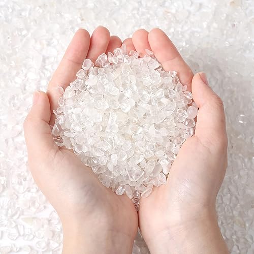 MAIBAOTA Natural Clear Quartz Crystal Rocks Chips Vase Filler Rocks for Succulent Plant Small Fish Tank Aquarium Gravel Decorative Pebbles Stones(200 gram)