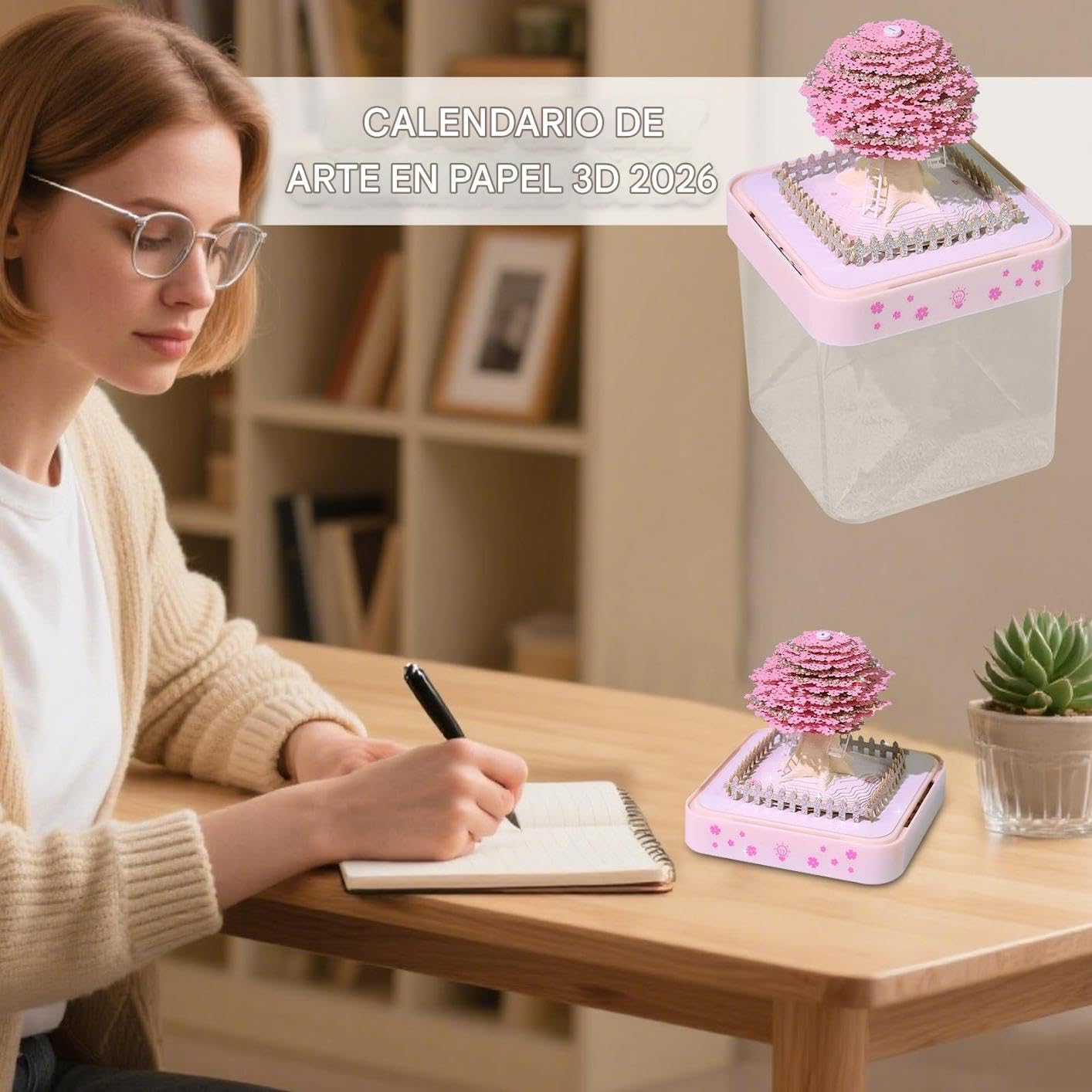 Kalendarz 3D Time Piece 2026 Notatnik z Rzeźbą Papierową Sztuka 3D | Biurko Akrylowa Obudowa do Dekoracji Dom Biuro Prezent Święta Dziękczynienie Housewartość Nowy Dom Biuro