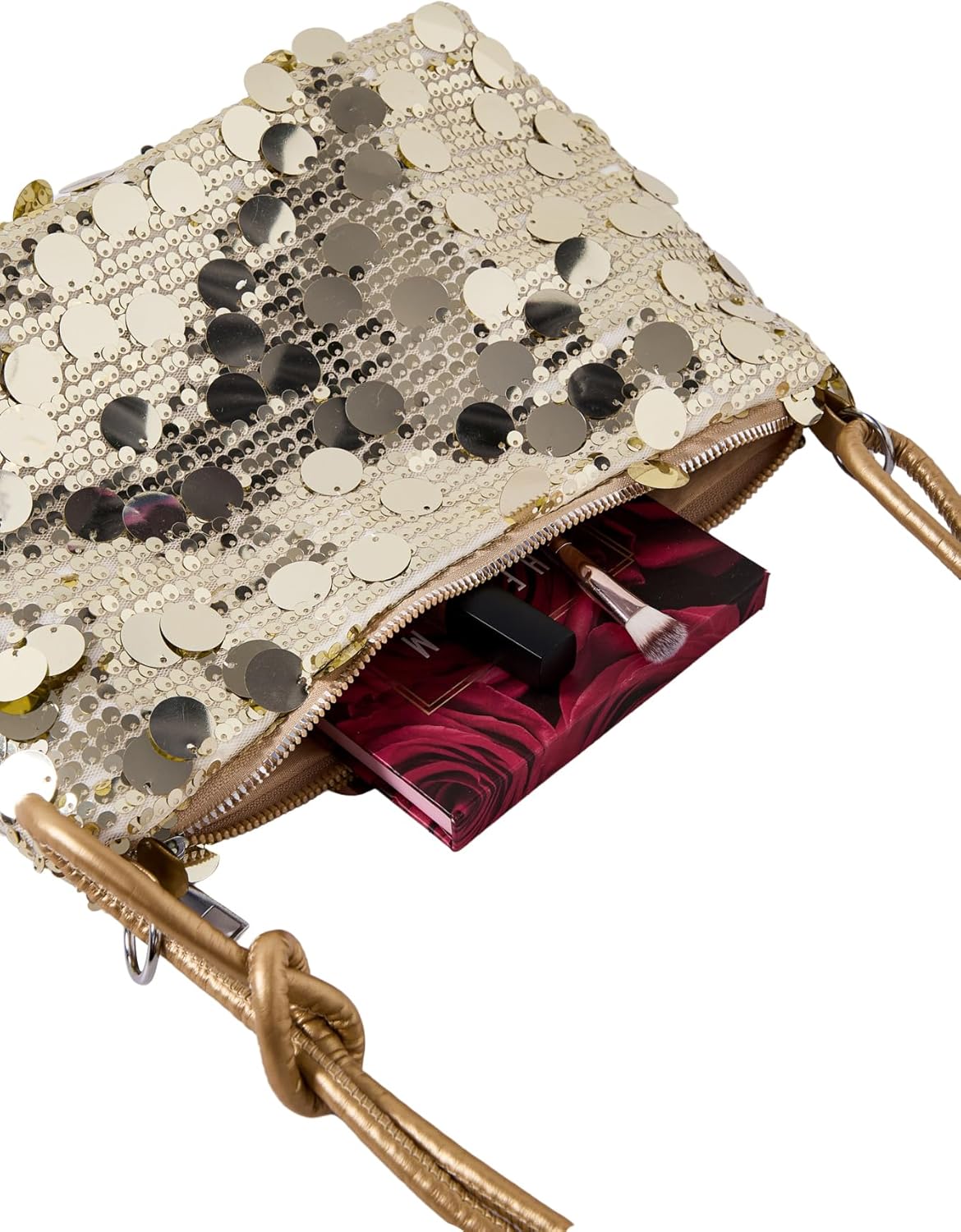 MakeMeChic Women's Sparkly Sequin Crossbody Purse Evening Clutch Handbag Bag Knot Zipper Y2k Purse Bag - Image 5