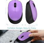 LeadsaiL Wireless Mouse for Laptop, 2.4GHz Silent USB Mouse, Slim Optical Mouse with 3 Buttons, 1600 DPI, Works with Windows, Mac, Chrome OS, Linux - Black and Purple