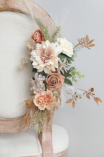 Miniatura 10 de Juego de caja combinada de flores artificiales, hojas de flores de color degradado con tallos para ramos de boda, centros de mesa, baby shower,