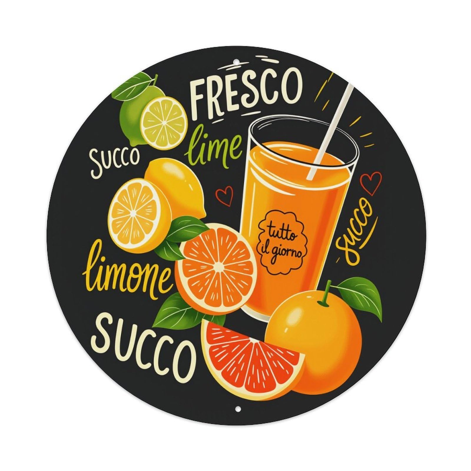 Fresco Lime Lemon Orange Grapefruit Metal Tin Sign Vintage Garden Bedroom Cafe Bar Man Cave Home Wall Decor Metal Poster 8x8 inches