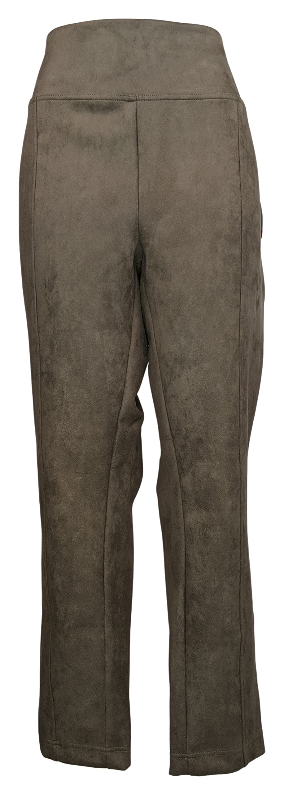Andrew Marc Womens Plus Size Pants 2XL Ankle Length Faux Suede Taupe Pull-On Brown