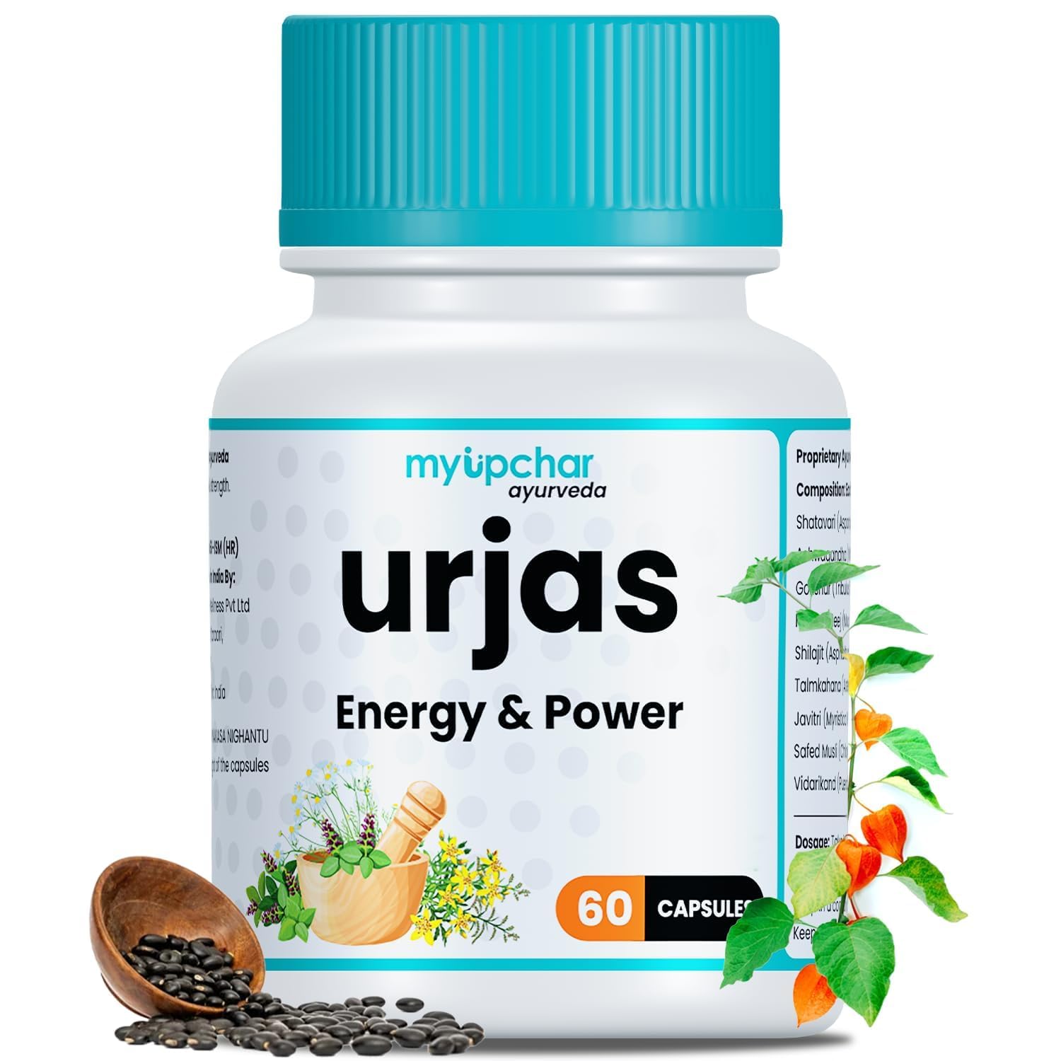 myUpchar ayurveda Urjas Energy & Power Capsule For Men | With Shilajit, Safed Musli, Ashwagandha | Improve Stamina, Strength & Immunity | Reduce Fatigue 60 Capsule