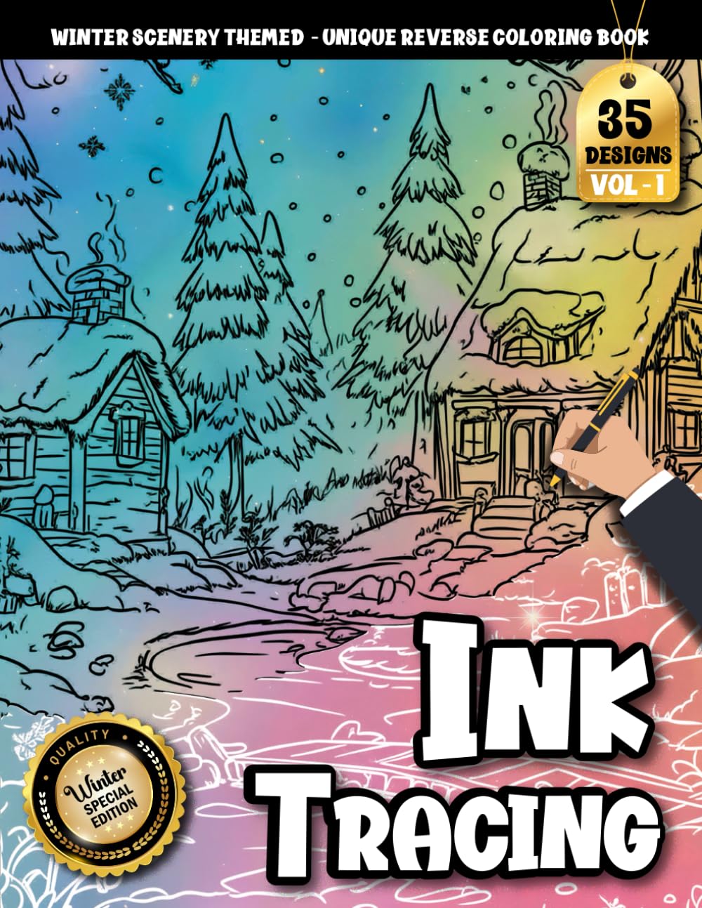 Ink Tracing Book For Adults: 35 Winter Scenery Designs for Calm, Creativity, and Mindful Relaxation – A Reverse & Watercolor Coloring Experience (Winter Scenery Series)