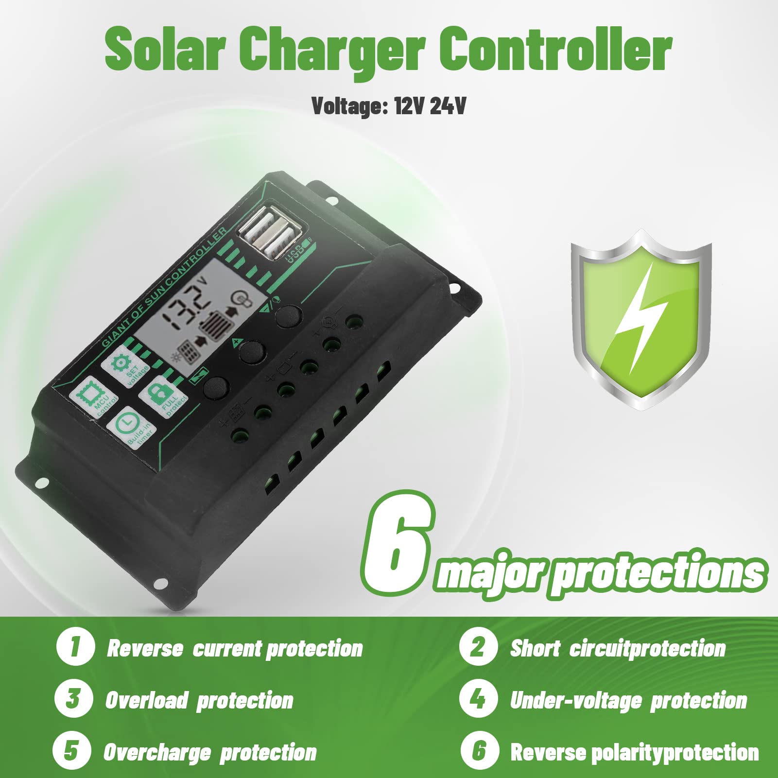Panneau solaire 30 W, chargeur 30 A, kit de régulateur de tension en silicium polycristallin pour voiture, camping-car, bateau, remorque, kit de régulateur de charge, kit de panneau solaire