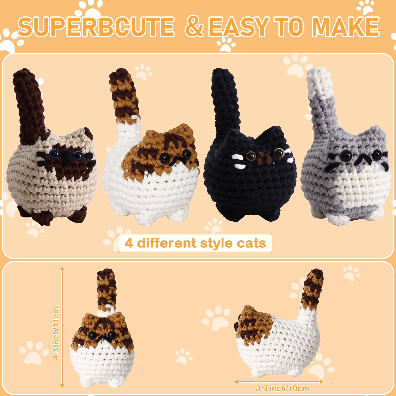 vioiv Gehaakte kits voor beginners, kinderen en volwassenen met gehaakte dieren kit - 10 stijlen van stapsgewijze video-tutorials - en genoeg gemakkelijk garen om 10 Amigurumi-kits te haken - met