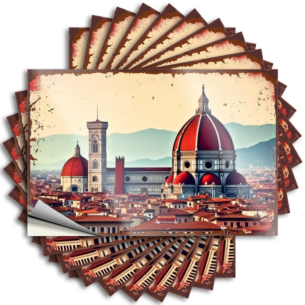 Lettering Sticker Mens Office Decor Beer Crazy Water Florence's Historic Landmarks: A Timeless Cityscape - Scratch Resistant Stickers(6X9CM)