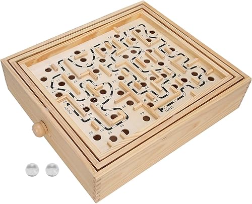 Miniatura 7 de Bola de laberinto de madera, grande, laberinto de madera, juego educativo, rompecabezas mesa de juguete, tabla de equilibrio inclinable con para