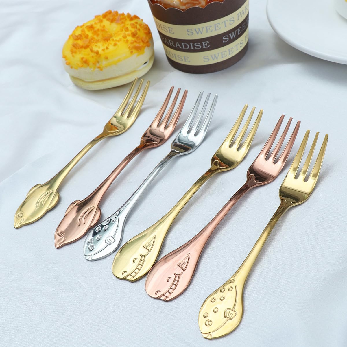 DECHOUS 18pièces Six Fourchettes à Dessert Acier Poignée Longue Pour Fruits Salades Et Apéritifs Pour Et Design Élégant