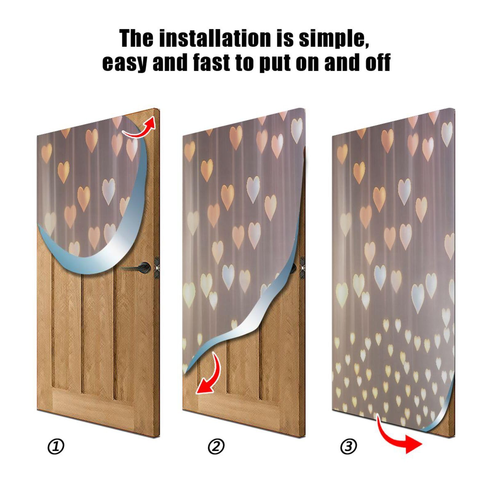 FLildon Glitter Love Valentine's Day Door Cover Decoration, Party Accessory Porch Decor for Festive Ornament Room Door Covers 32 x 79 Inch